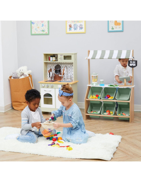 Puesto de Mercado de Madera Teamson Kids con Caja Registradora