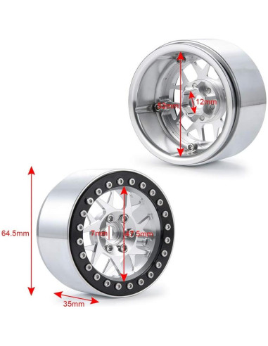 MOHERO Ruedas Beadlock 2.2" (5.08 cm) para Coche RC 1/10