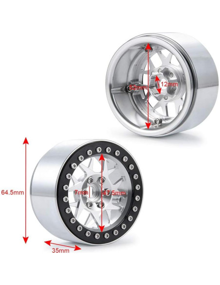 MOHERO Ruedas Beadlock 2.2" (5.08 cm) para Coche RC 1/10