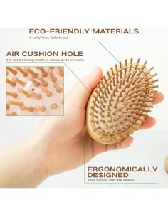 Cepillo de Pelo de Bambú Natural Sin Mango Combetter 10.8x7.2cm 2