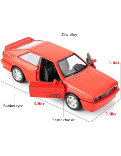 Audi Quattro 1980 1:36 Coche de Metal Rojo Juguete Colección 2
