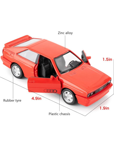 Audi Quattro 1980 1:36 Coche de Metal Rojo Juguete Colección