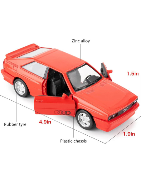 Audi Quattro 1980 1:36 Coche de Metal Rojo Juguete Colección