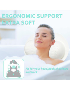 Almohada de Baño Ergonómica Tiktiger de Silicona con Ventosas 2
