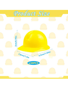 30 Sombreros de Construcción Plástico Amarillo 4,19 cm 2