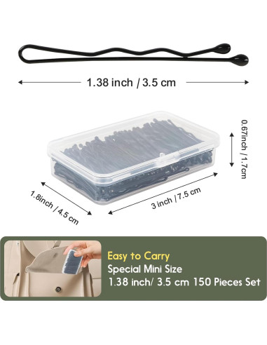 Mini Horquillas Negras DySaLis 150 Piezas 3.5 cm para Cabello