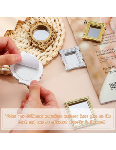 5 Espejos Miniatura Casa de Muñecas Skylety Dorado Plateado 2