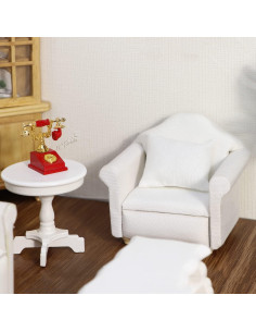 Sofá Miniatura Cutemini 1:12 Blanco con Cojín 2