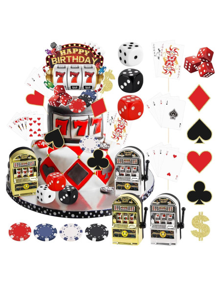 Juego de 24 Piezas Decoración Pasteles Casino Atiloy