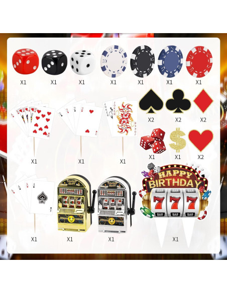 Juego de 24 Piezas Decoración Pasteles Casino Atiloy