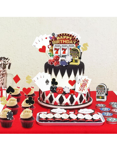 Juego de 24 Piezas Decoración Pasteles Casino Atiloy