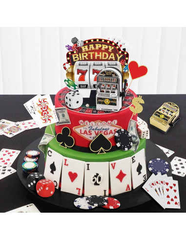 Juego de 24 Piezas Decoración Pasteles Casino Atiloy