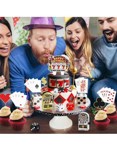Juego de 24 Piezas Decoración Pasteles Casino Atiloy