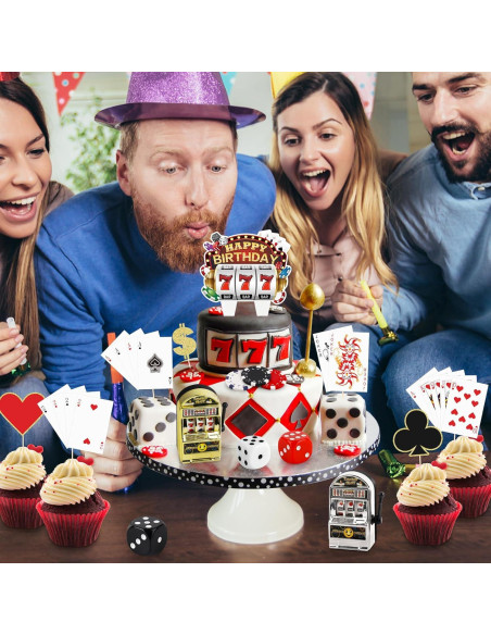 Juego de 24 Piezas Decoración Pasteles Casino Atiloy