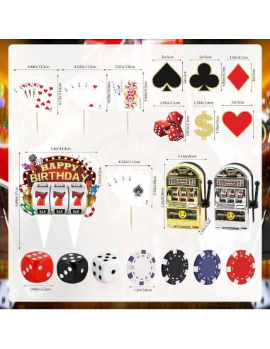 Juego de 24 Piezas Decoración Pasteles Casino Atiloy