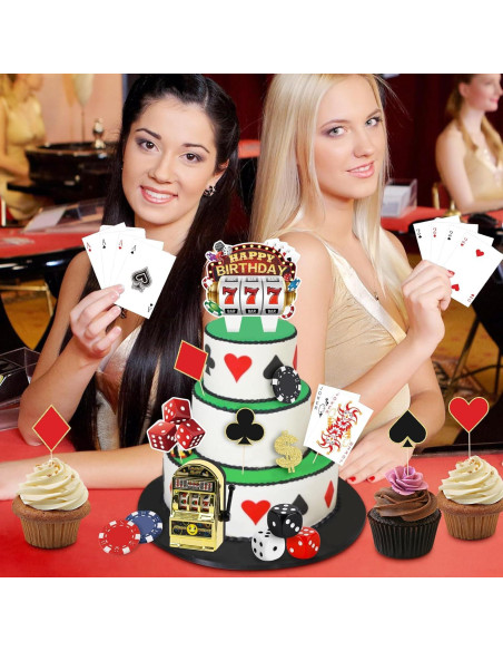 Juego de 24 Piezas Decoración Pasteles Casino Atiloy
