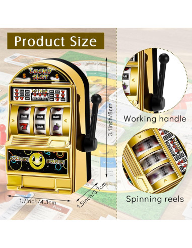 Deekin Mini Máquina Traga Monedas 12 Pcs Juguete Dorado Plateado