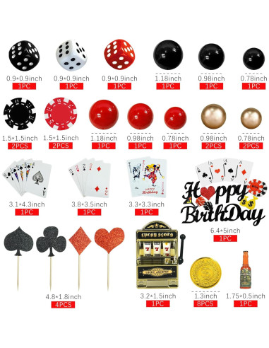 35 PCS Decoraciones para Pasteles Casino DRWATE - Fichas y Dados