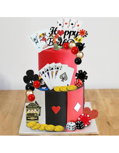 35 PCS Decoraciones para Pasteles Casino DRWATE - Fichas y Dados