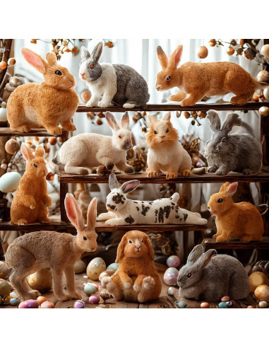 Conjunto 12 Figuras de Conejos de Pascua TOYMANY - Juguetes Educativos