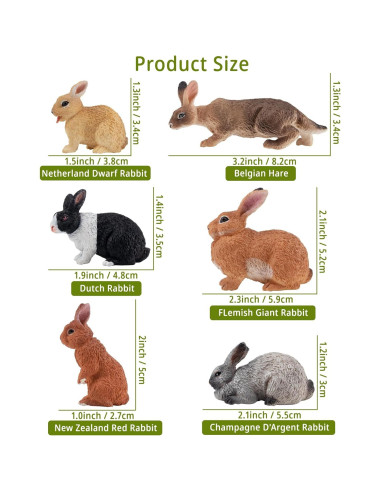 Conjunto 12 Figuras de Conejos de Pascua TOYMANY - Juguetes Educativos