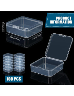 100 Contenedores de Almacenamiento Menkxi 7.1x7.1x2.5cm Plástico 2