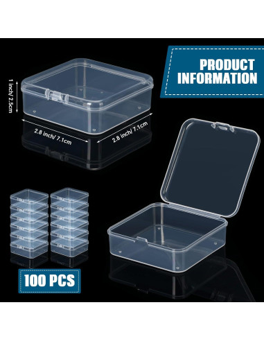 100 Contenedores de Almacenamiento Menkxi 7.1x7.1x2.5cm Plástico