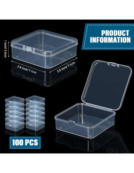 100 Contenedores de Almacenamiento Menkxi 7.1x7.1x2.5cm Plástico