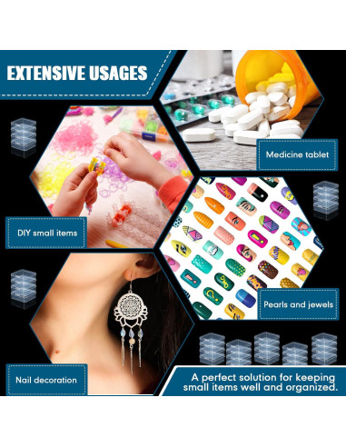 100 Contenedores de Almacenamiento Menkxi 7.1x7.1x2.5cm Plástico