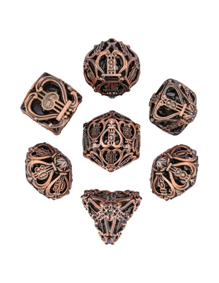 Conjunto de Dados de Metal Cusdie 7 Piezas Cobre Antiguo