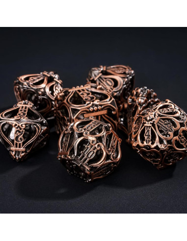 Conjunto de Dados de Metal Cusdie 7 Piezas Cobre Antiguo