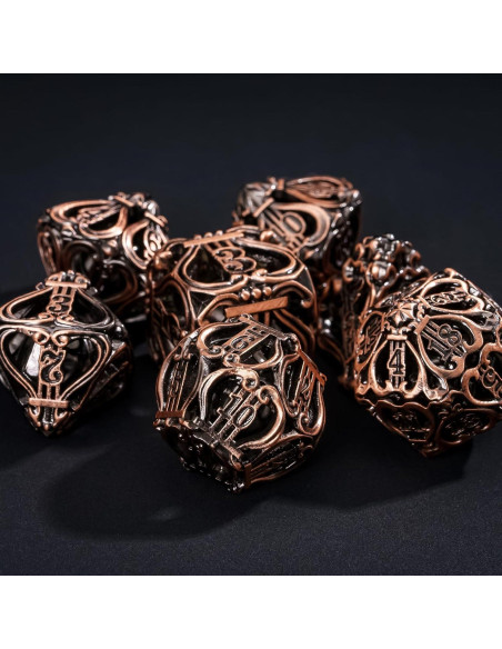 Conjunto de Dados de Metal Cusdie 7 Piezas Cobre Antiguo