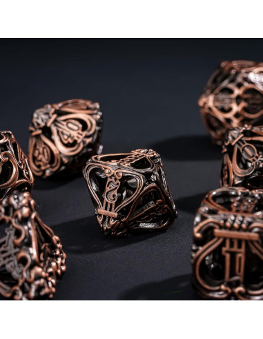 Conjunto de Dados de Metal Cusdie 7 Piezas Cobre Antiguo