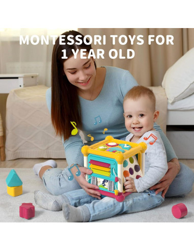 Cubo de Actividades Montessori PANITU 6 en 1 para Bebés