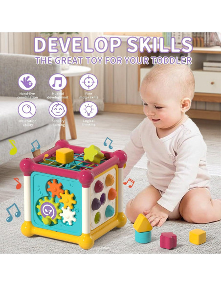 Cubo de Actividades Montessori PANITU 6 en 1 para Bebés