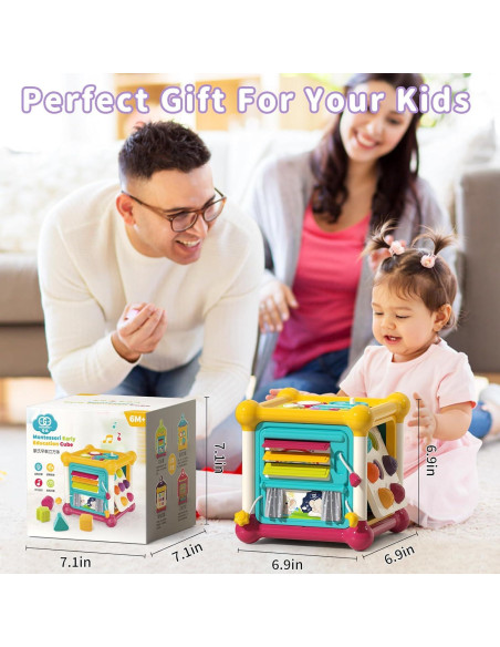 Cubo de Actividades Montessori PANITU 6 en 1 para Bebés