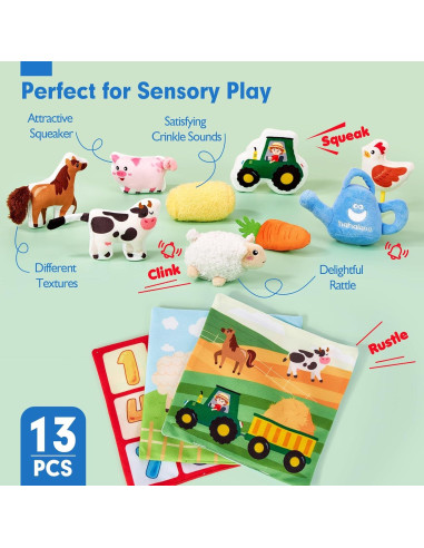Juguetes para Bebés Hahaland 6-12 Meses 13 PCS Sensoriales