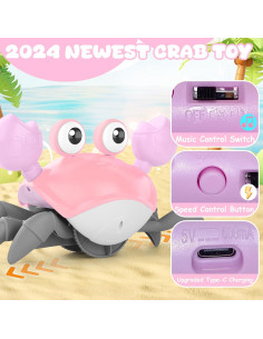 Juguete Cangrejo Gateador KIZJORYA Rosa Musical 0-6 Años 2