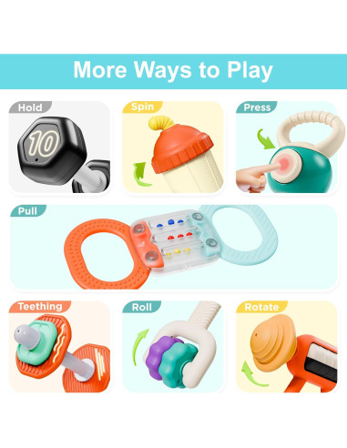 Conjunto de Sonajeros iPlay, iLearn 7PCS para Bebés
