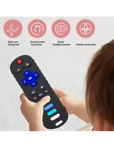 Mordedor de Silicona Control Remoto Libre de BPA Negro