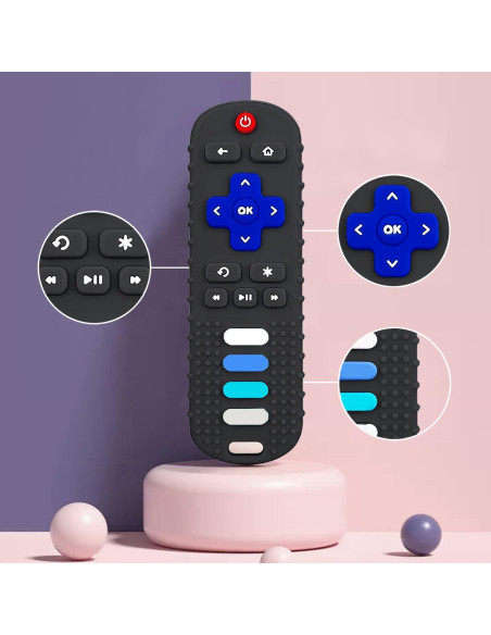 Mordedor de Silicona Control Remoto Libre de BPA Negro