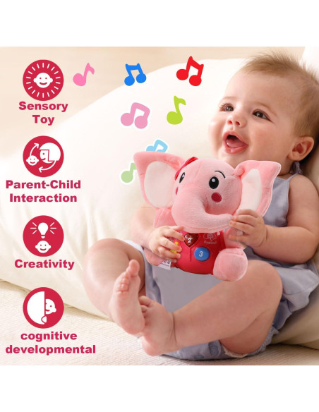 Juguete Musical Elefante de Peluche Rosa STEAM Life 0-6 Meses