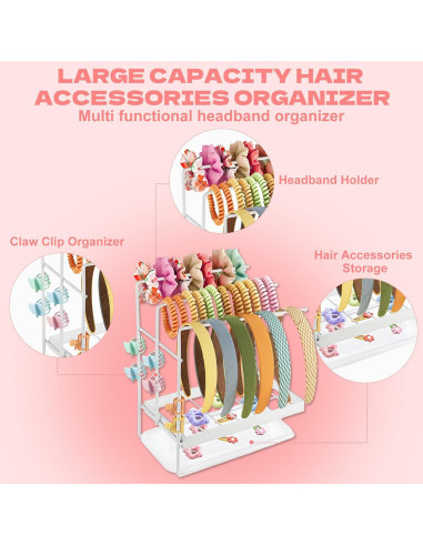 Organizador de Diademas Wensdr de Metal 3 Barras para Accesorios