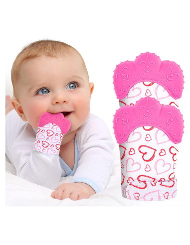2 Mitones de Silicona para Dentición Vicloon - Rosa