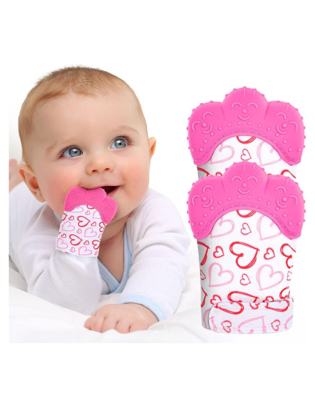 2 Mitones de Silicona para Dentición Vicloon - Rosa