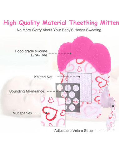2 Mitones de Silicona para Dentición Vicloon - Rosa