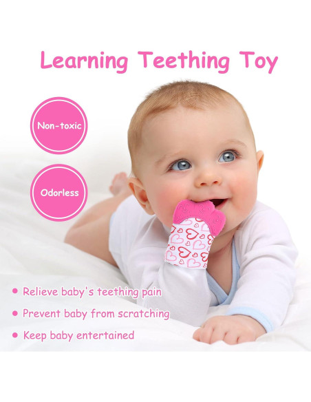 2 Mitones de Silicona para Dentición Vicloon - Rosa