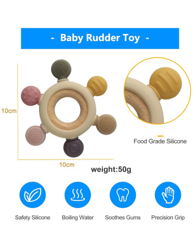 Mordedor de Silicona Arudyo Timón con Anillo de Madera