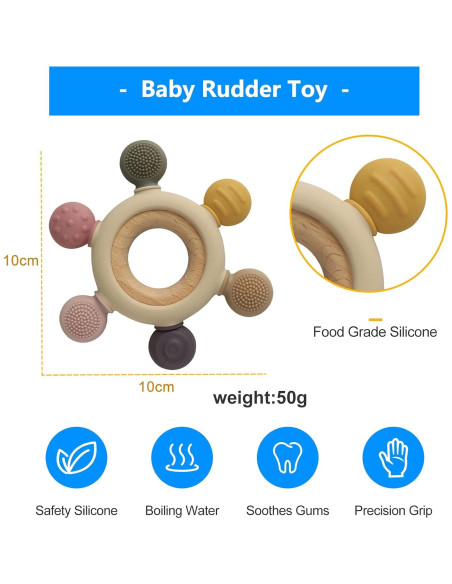 Mordedor de Silicona Arudyo Timón con Anillo de Madera