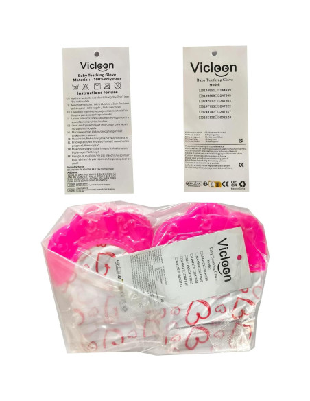 2 Mitones de Silicona para Dentición Vicloon - Rosa